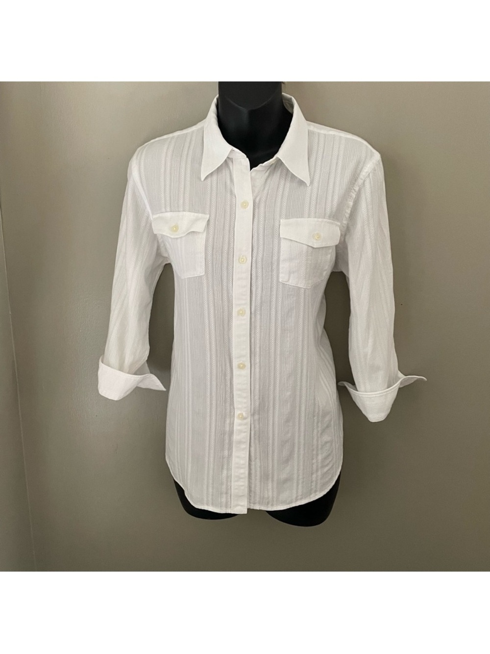 Ralph Lauren Textured Patterned White Button Down Shirt